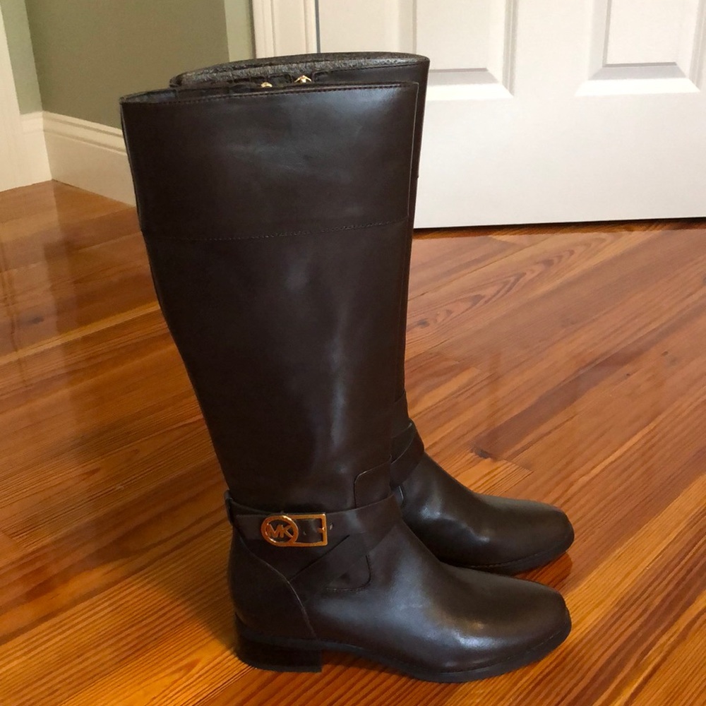 Michael Kors Brown Leather Riding Boots